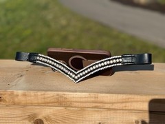 Elegant 5-Row Black And Sliver Crystal V-Shape Browband