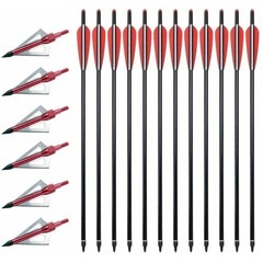12x 20 inch Carbon Crossbow Bolts OD 8.8mm Archery Arrows / 100 Grain Broadhead