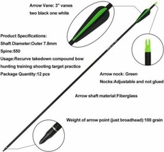 6/12pcs Fiberglass Arrows Hunting Archery Target Arrows Recurve Bow Longbow Hunt