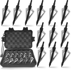 16Pcs Archery Broadheads 3Blade 100Grain Hunting Crossbow Compound Bow Arrow Tip