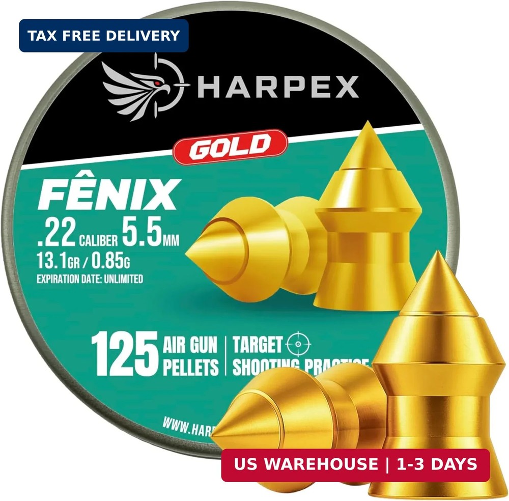 Harpex Airgun Pellets Fenix Gold .22 Caliber | .25 Caiber Pointed Head – Premium
