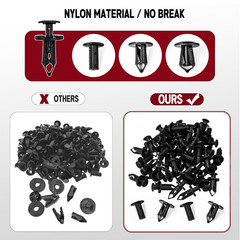 200Pcs Polaris Push Pins, UTV Nylon Clips & Body Rivets with Tool, Compatible w