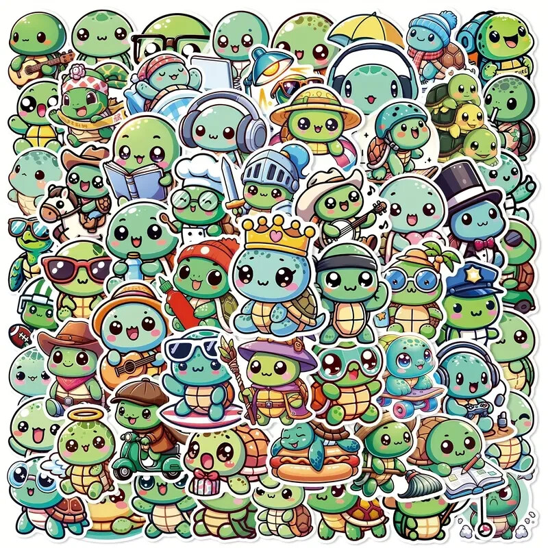 60 Pack of Cute Cartoon Turtle Stickers for Laptop/Water Bottle/Phone Case/iPad