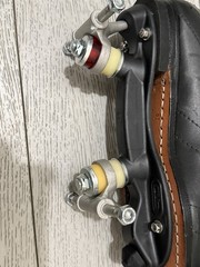 RIEDELL 595 BLACK LEATHER ROLLER SKATES MENS SIZE 9 MEDIUM NO WHEELS SOLD AS-IS