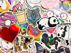 10-100 Random Reflective & Shiny Sticker Pack Rainbow Light Lot Set Bulk Group