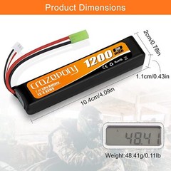 11.1V 2000mAh Airsoft Battery LiPo Rechargeable Hobby w/ Mini Tamiya Connector