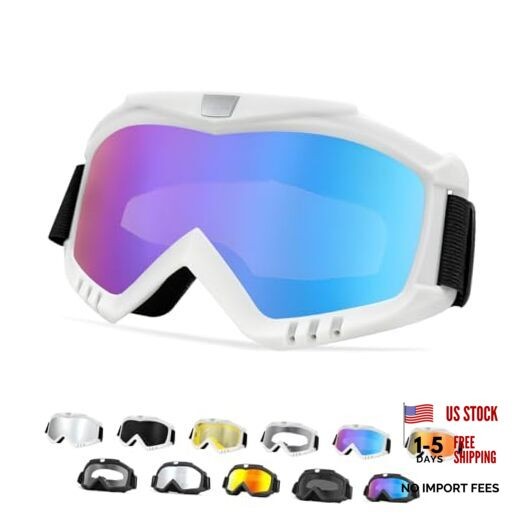 Yourkar Dirt Bike Goggles, Windproof ATV Off-Road Goggle, Wide White-colorful