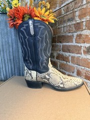 Dan Post Men’s Genuine Python Western Cowboy Boots Black Stitch Shaft Size 9D