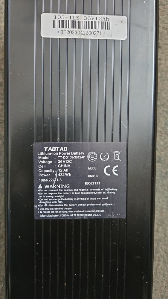 Original GOTRAX ECLIPSE 36V 12A 432Wh eScooter Battery TT-DD105-3612-01 (/RT…