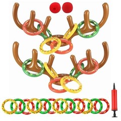 2 Set Inflatable Reindeer Ring Toss Game for Christmas Party Favors Supplies