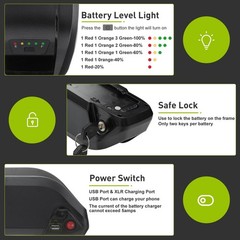 36V 48V 10AH lithium battery replacement battery for 50W-750W-1000W Motors