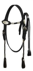 BLACK Leather Western Poco Bridle w/Silver Ferrules Arab COB Horse Large Pony