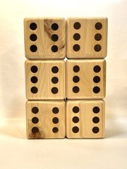 🎲Set of 6 Giant Solid Wooden Rolling 3.5″ x 3.5″ Dice With Carrying Bag