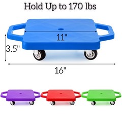 Avla 4 Pack Sports Scooter Board Handles Plastic Casters Floor Scooters For