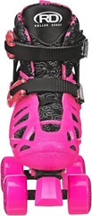 Trac Star Adjustable Roller Skates for Kids – Size Large (3-6) in Pink Daisy