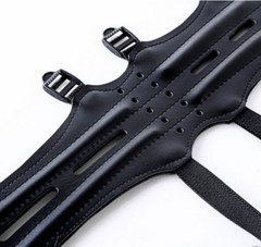 Black Archery Leather Arm Guard 4 Straps Forearm Protect Gear Hunting Arrow Bow