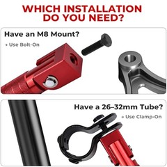 2-in-1 Clamp-On & Bolt-On Foldable Foot Pegs, Motorcycle Foot Pegs Racing Red