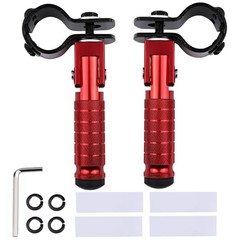 2-in-1 Clamp-On & Bolt-On Foldable Foot Pegs, Motorcycle Foot Pegs Racing Red