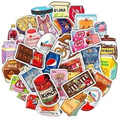 30Pcs Random Kawaii Food Snack Drink Cute Trendy Graffiti Waterproof Stickers