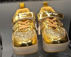 LED Light Up Roller Skate Shoes Glitter Gold Woowyet Size 12 Little Kid EUR 30