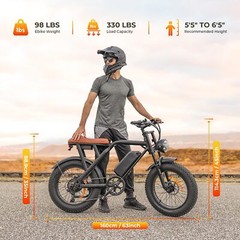 1500W ELECTRIC BIKE FOR ADULT 33MPH& 60MI 20» FAT TIRE OFF-ROAD MOUNTAIN EBIKE