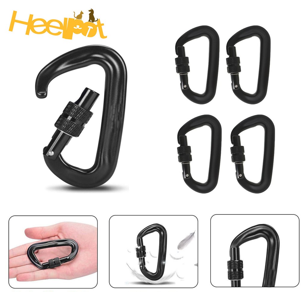 4 Pack 12KN Screw Locking D-shape Carabiner Aluminum Climbing Tree Rigging Tool