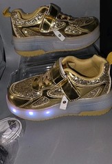 LED Light Up Roller Skate Shoes Glitter Gold Woowyet Size 12 Little Kid EUR 30