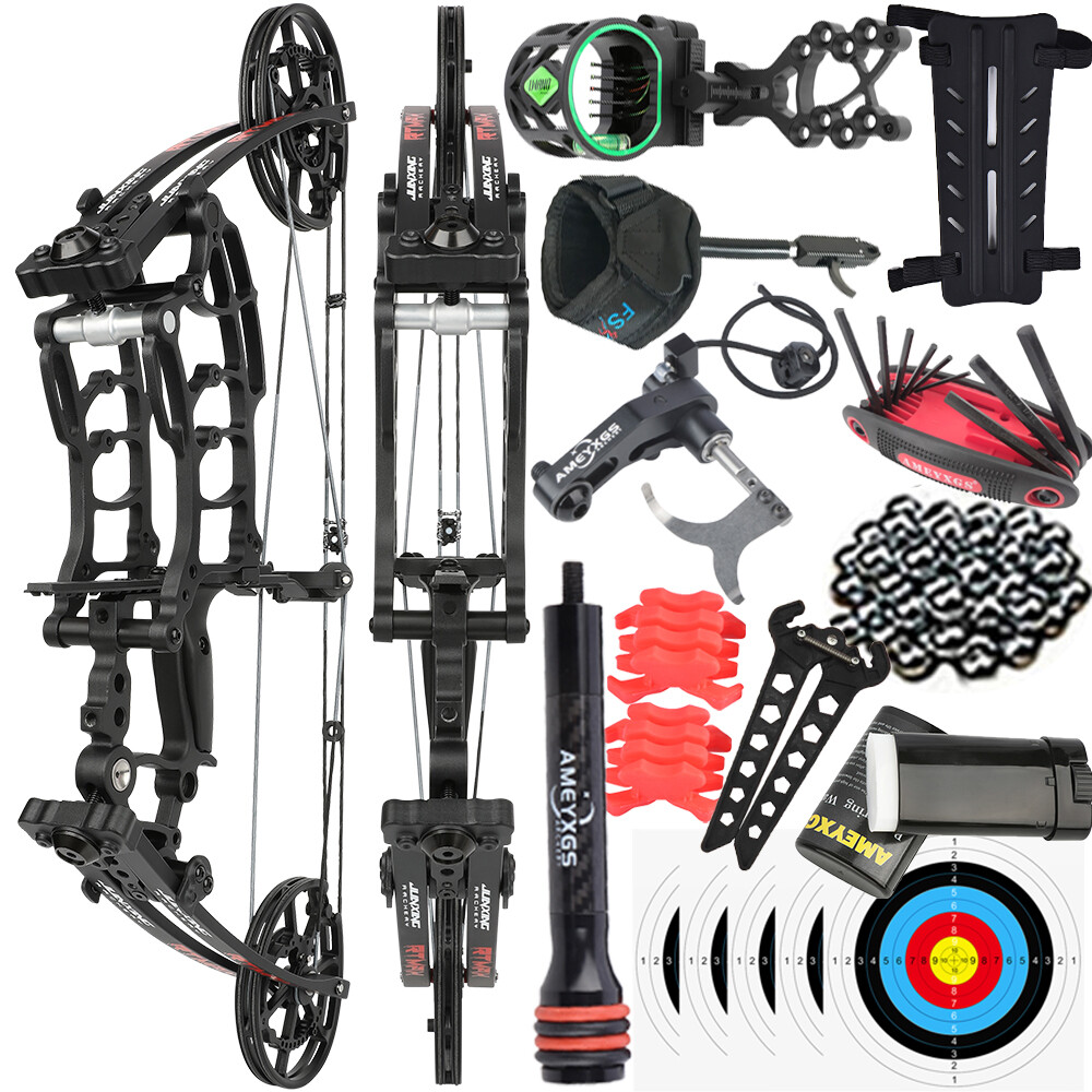 Compound Bow Dual-use Short Axis 40-65lbs Steel Ball Arrow Hunting Fishing RH LH