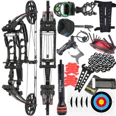 Compound Bow Dual-use Short Axis 40-65lbs Steel Ball Arrow Hunting Fishing RH LH