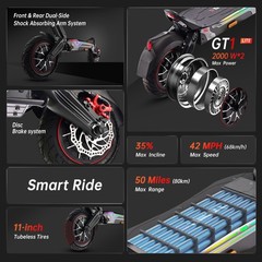 2000W*2 Dual Motors 1300Wh Electric Scooter 11″ Folding EScooter 42MPH For Adult