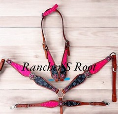 Western Horse Tack Set | Pink Gator With Black Tack Set