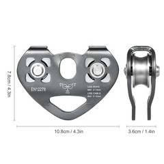 30kN Climbing Pulley Aluminum Magnesium Alloy 13mm Rope 12mm Cable for Rescue