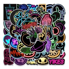 50 Pack of Cool Neon Stickers for Laptop/Water Bottle/Phone Case/Tablet/iPad