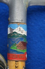 Vintage Miniature Swiss Mountaineering Souvenir Ice Axe Pick ‘Interlaken’ Badges