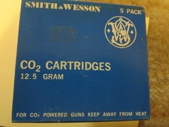 Smith and Wesson air gun accessories. Pellets, co2,(1970s) and B-Bs (later prod)