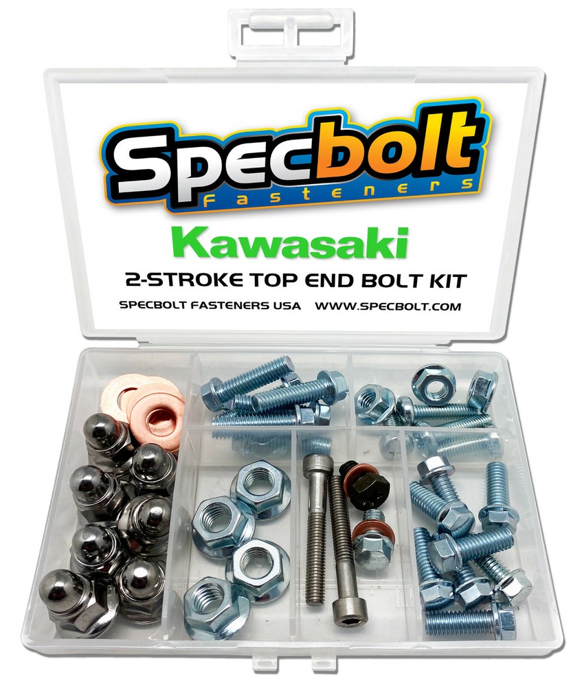 Kawasaki KX100 KX112 Top End Engine Bolt Kit KX 100 112 Zinc Rebuild Head Nut