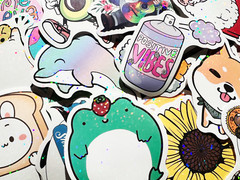 10-100 Cute Holographic & Reflective Sticker Pack Sweet Themes Lot For Laptops