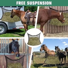 2 PCS Slow Feed Hay Nets for Horses – 31.5″ x 35.4″ Large Capacity – Black