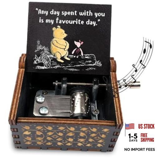 Cute Bear Best Friend Wood Music Box Gifts for Women, Friendship BBF Daughter