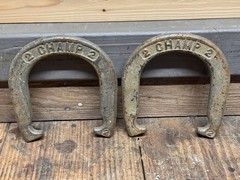 Vintage Pair of Champ Horseshoes Gold Glitter Approximately 2 Pounds Yard Game
