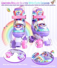4-Pejiijar Rainbow Unicorn Kids Roller Skates for Girls Toddler Ages 2-4 5-8 …