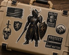 Dragon Knight Sticker Fantasy Warrior Vinyl Decal Medieval Armor Gothic