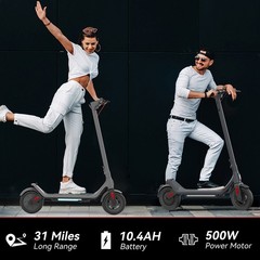 Electric Scooter Adult 500W Range 10″ Tire E-Scooter 31 Miles 25km/h Speed & APP