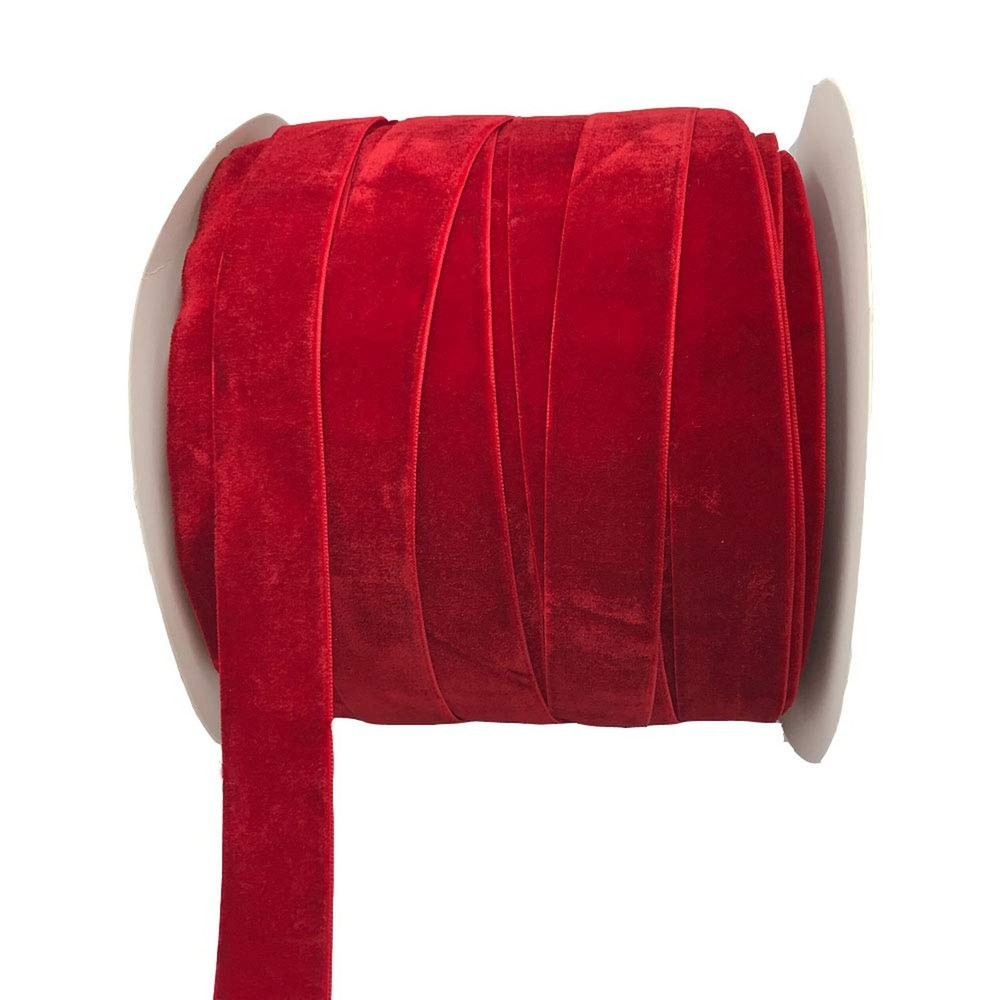 10 Yards Velvet Ribbon Spool (Red, 1″) Red 1″