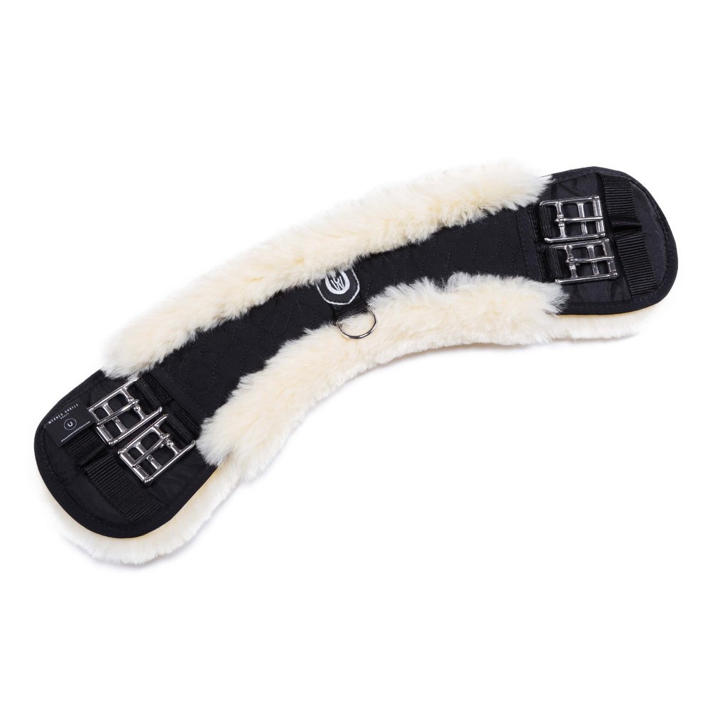 Christ Lammfelle Moonshape Sheepskin Dressage Girth – Black/Natural – 60cm/24″