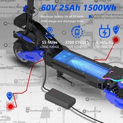 JUNLING 5000W Dual Motor Electric Scooter with Steering Damper MBS Battery 50MPH