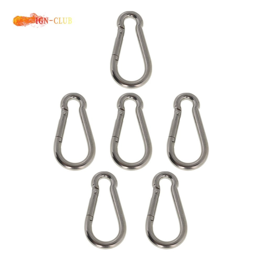 Set Of 6 Spring Snap Hooking Carabiner Clips 304 Stainless Steel 264 Lbs USA