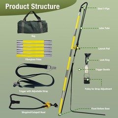 Arborist Throw Line Rope Launcher Slingshot Kit Long Pole Trigger Yellow
