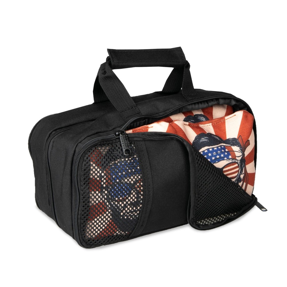 Cornhole Bag Carry Case – 8 Bag Carrying Case, Mesh View Windows, Name Tag Slots