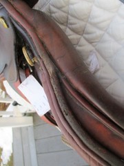 16.5» NARROW HENRI DE RIVEL ADVTG CC JUMP ENGLISH SADDLE w NEW LEATHERS & IRONS
